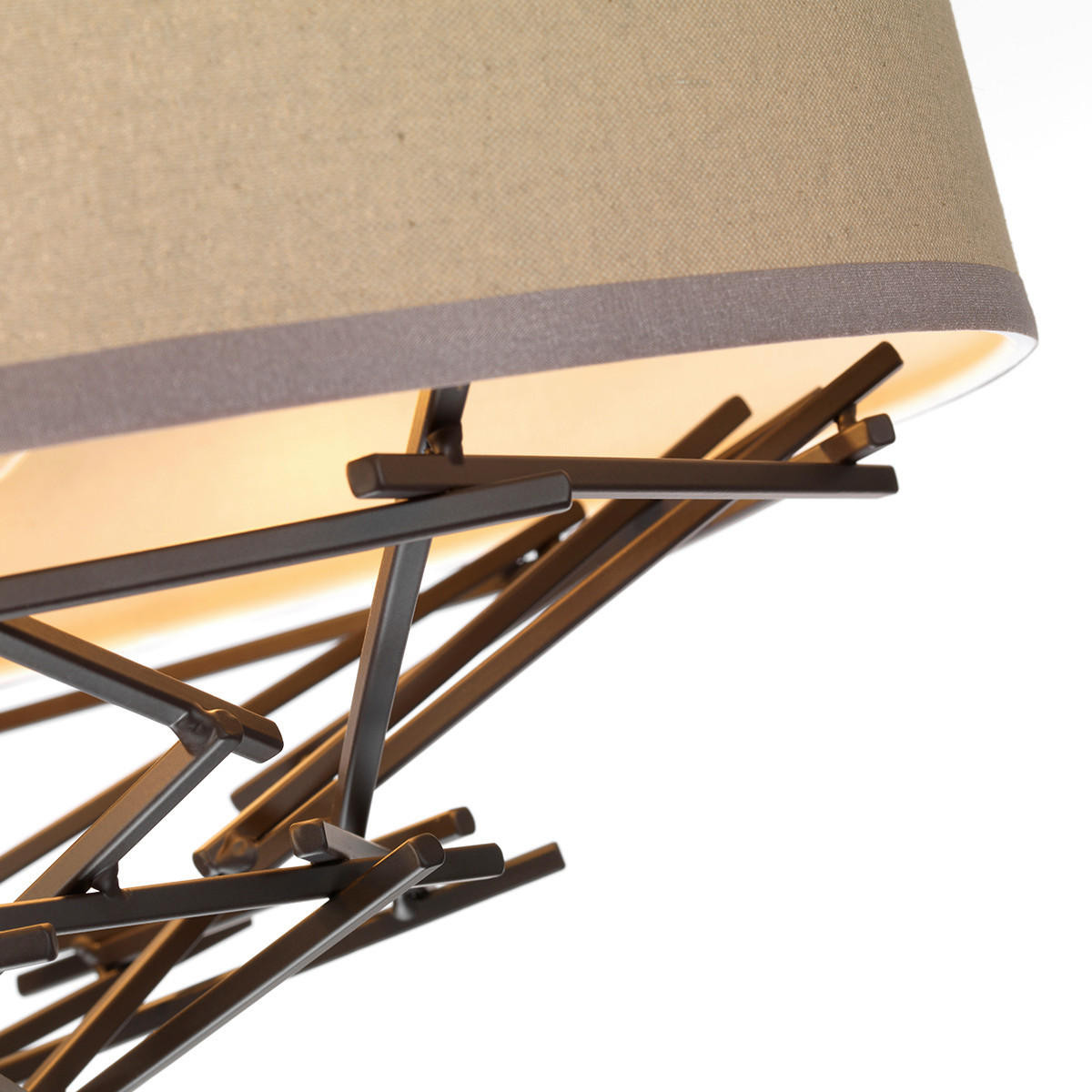 HÄNGLAMPA Elstead Taiko 55/42.4 cm  - bronsfärgad, Natur, metall/textil (55/42.4cm) - Elstead Lighting