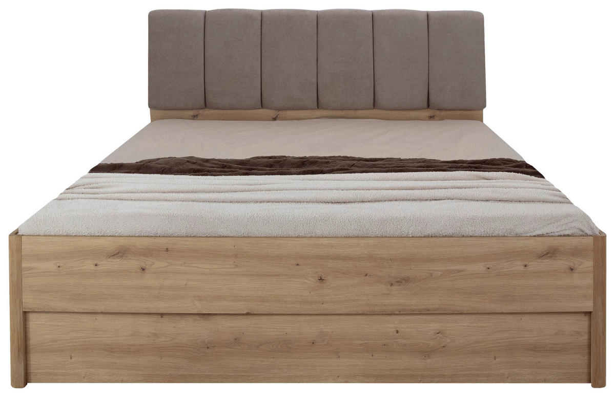 BETT 140/200 cm  in Eiche Artisan  - Taupe/Eiche Artisan, KONVENTIONELL, Holzwerkstoff/Textil (140/200cm) - Boxxx