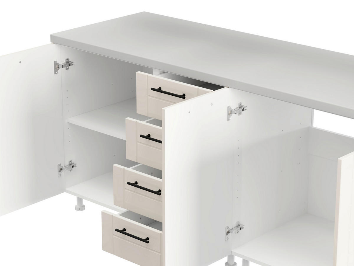 KONYHABLOKK GÉPEK NÉLKÜL  - fekete/homokszínű, Basics, faalapú anyag/fém - Carryhome