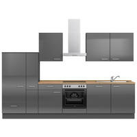 KÜCHENLEERBLOCK 330 cm   in Eichefarben, Schieferfarben  - Schieferfarben/Edelstahlfarben, MODERN, Holzwerkstoff/Metall (330cm) - Nobilia