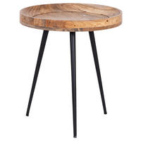 NACHTTISCH Naturfarben, Schwarz, massiv  - Schwarz/Naturfarben, MODERN, Holz/Metall (45/50/45cm) - MID.YOU