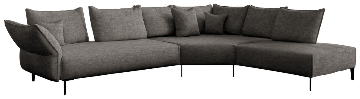ECKSOFA  in Chenille, Flachgewebe Dunkelbraun  340/272 cm  - Dunkelbraun/Schwarz, MODERN, Textil/Metall (340/272cm) - W.Schillig