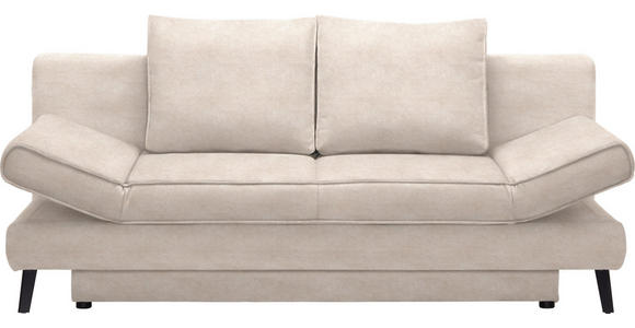 SCHLAFSOFA  in Flachgewebe Sandfarben  - Sandfarben/Schwarz, Design, Textil/Metall (200/85/90cm) - Xora