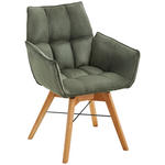 ARMLEHNSTUHL in Holz, Textil Eichefarben, Olivgrün  - Eichefarben/Olivgrün, Design, Holz/Textil (61/87/63cm) - Waldwelt