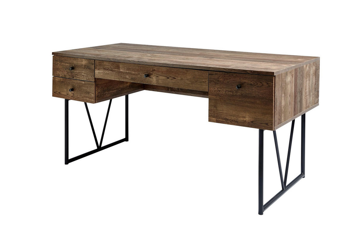 SCHREIBTISCH 160/73/77,5 cm  in Eichefarben  - Eichefarben/Anthrazit, Design, Holzwerkstoff/Metall (160/73/77,5cm)