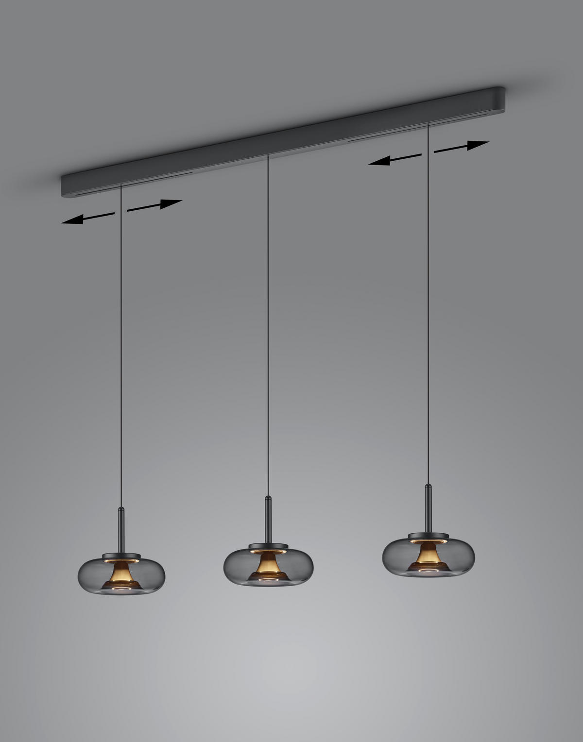 LED-HÄNGELEUCHTE Sica 22/210 cm  - Goldfarben/Schwarz, Design, Glas/Metall (22/210cm) - Helestra