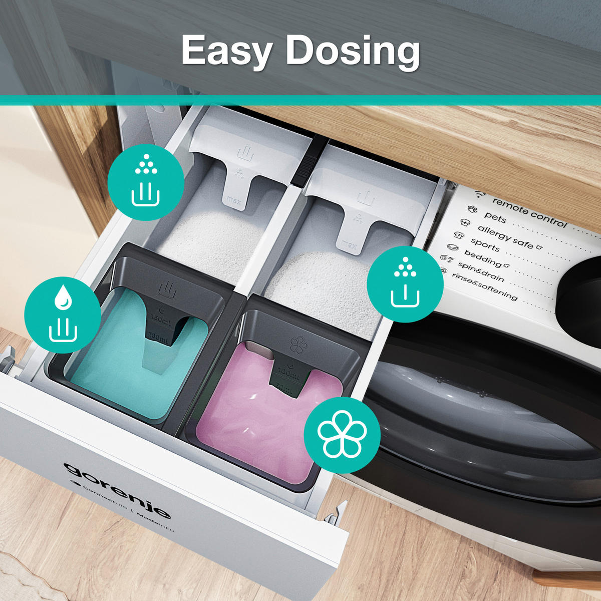 WASCHMASCHINE WG484A3P1   - Schwarz/Weiß, Trend, Kunststoff/Metall (60/85/54cm) - Hisense