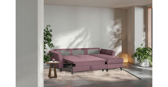 ECKSOFA in Velours Rosa  - Schwarz/Rosa, KONVENTIONELL, Holz/Textil (244/159cm) - Carryhome