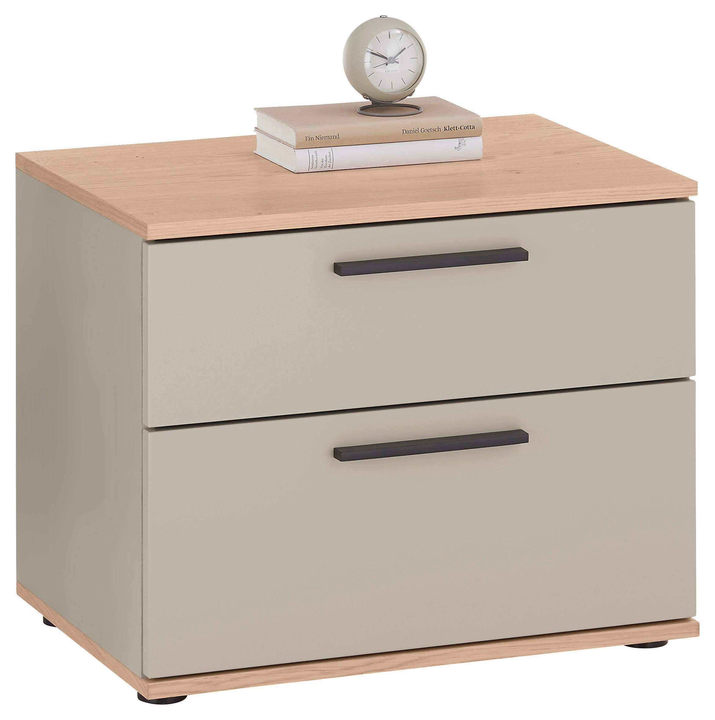 NACHTSCHRANK 60/48,6/46 cm, Taupe, Eiche Bianco, furniert  - Taupe/Eiche Bianco, Design, Holz/Holzwerkstoff (60/48,6/46cm) - Dieter Knoll
