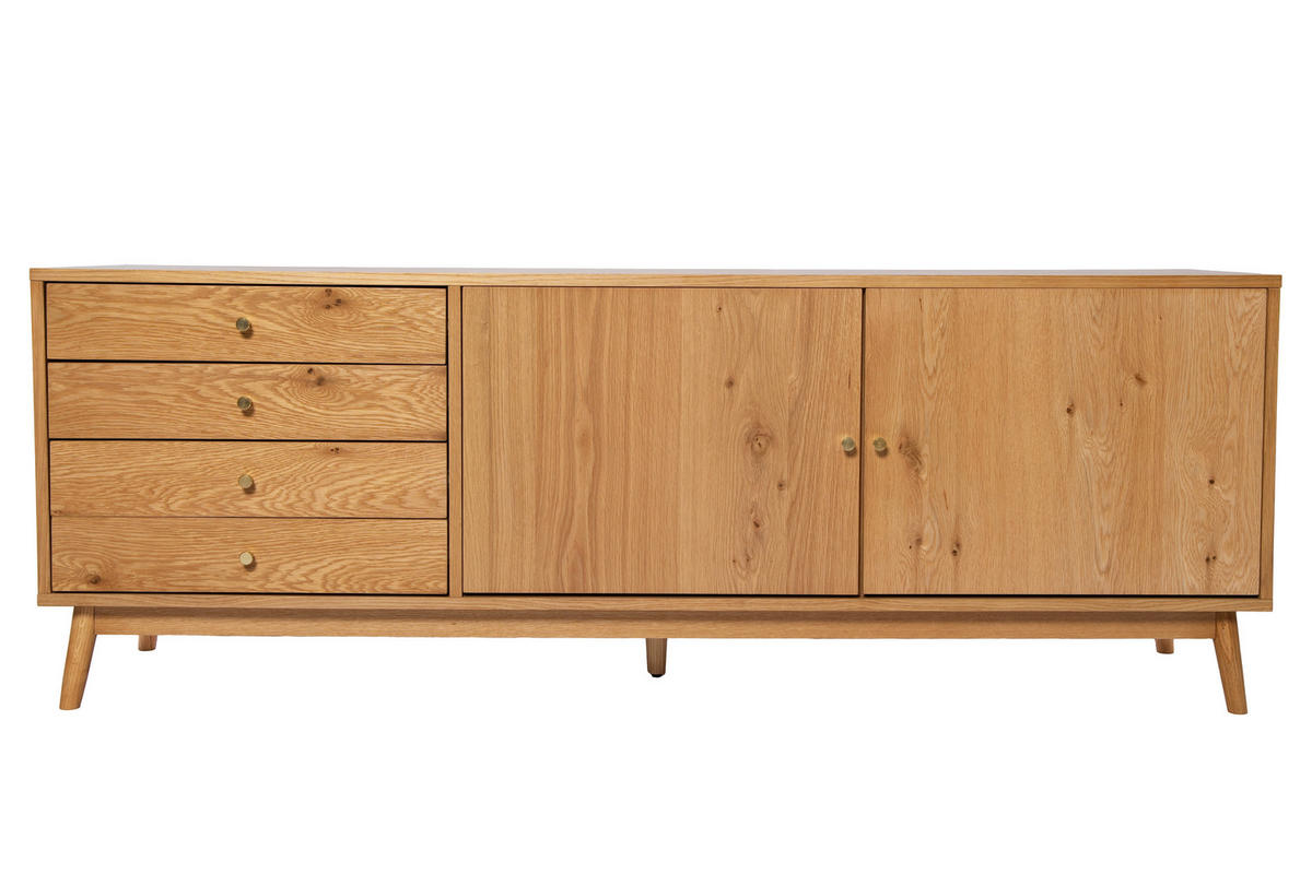 LOWBOARD  180/65/45 cm 4 Schublade(n)  - Messingfarben/Naturfarben, Design, Holz/Holzwerkstoff (180/65/45cm) - Livetastic