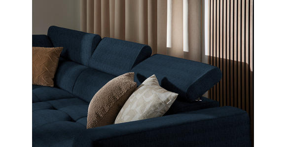 ECKSOFA in Chenille Dunkelblau 205/284 cm - Schwarz/Dunkelblau, Design, Kunststoff/Textil (205/284cm) - Xora