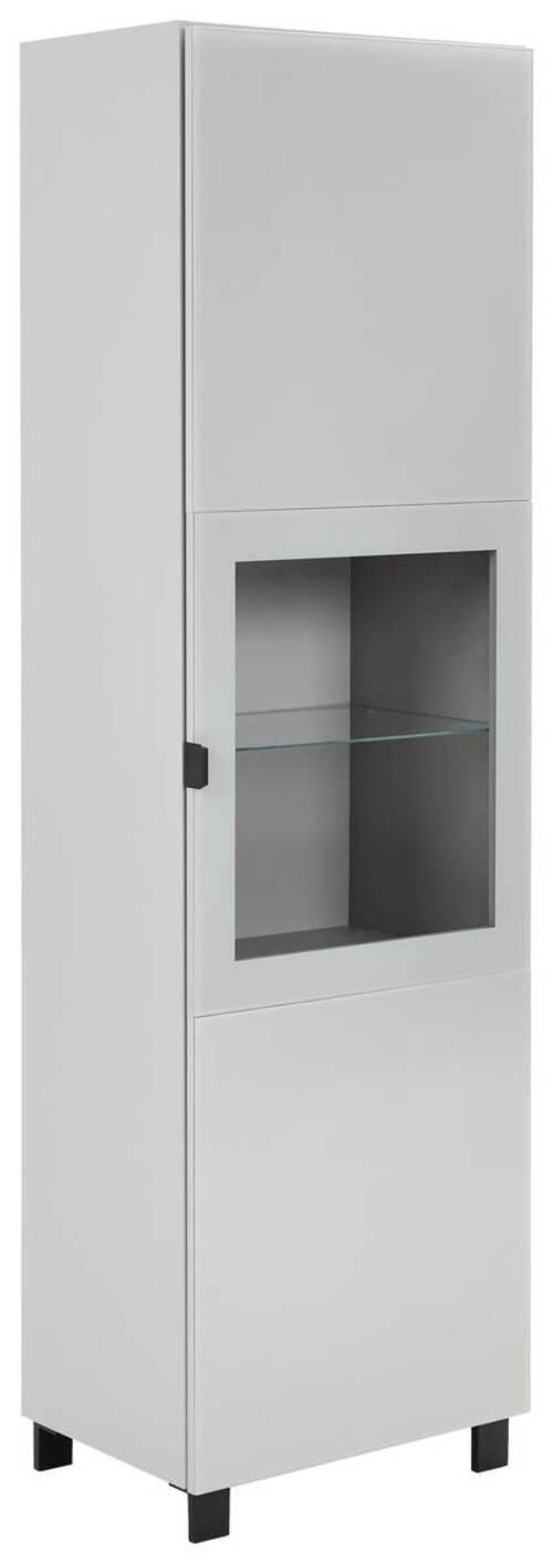 VITRINE in Grau, Hellgrau - Hellgrau/Schwarz, Design, Glas/Holzwerkstoff (60/203,5/41,5cm) - Hom`in