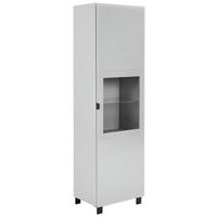 VITRINE in Grau, Hellgrau  - Hellgrau/Schwarz, Design, Glas/Holzwerkstoff (60/203,5/41,5cm) - Hom`in