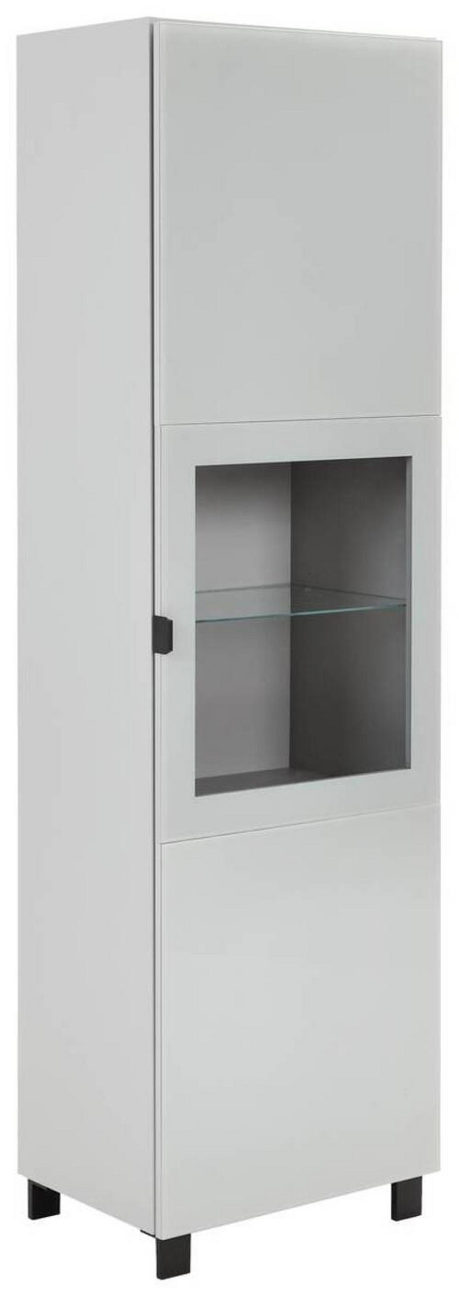 VITRINE in Grau, Hellgrau  - Hellgrau/Schwarz, Design, Glas/Holzwerkstoff (60/203,5/41,5cm) - Hom`in