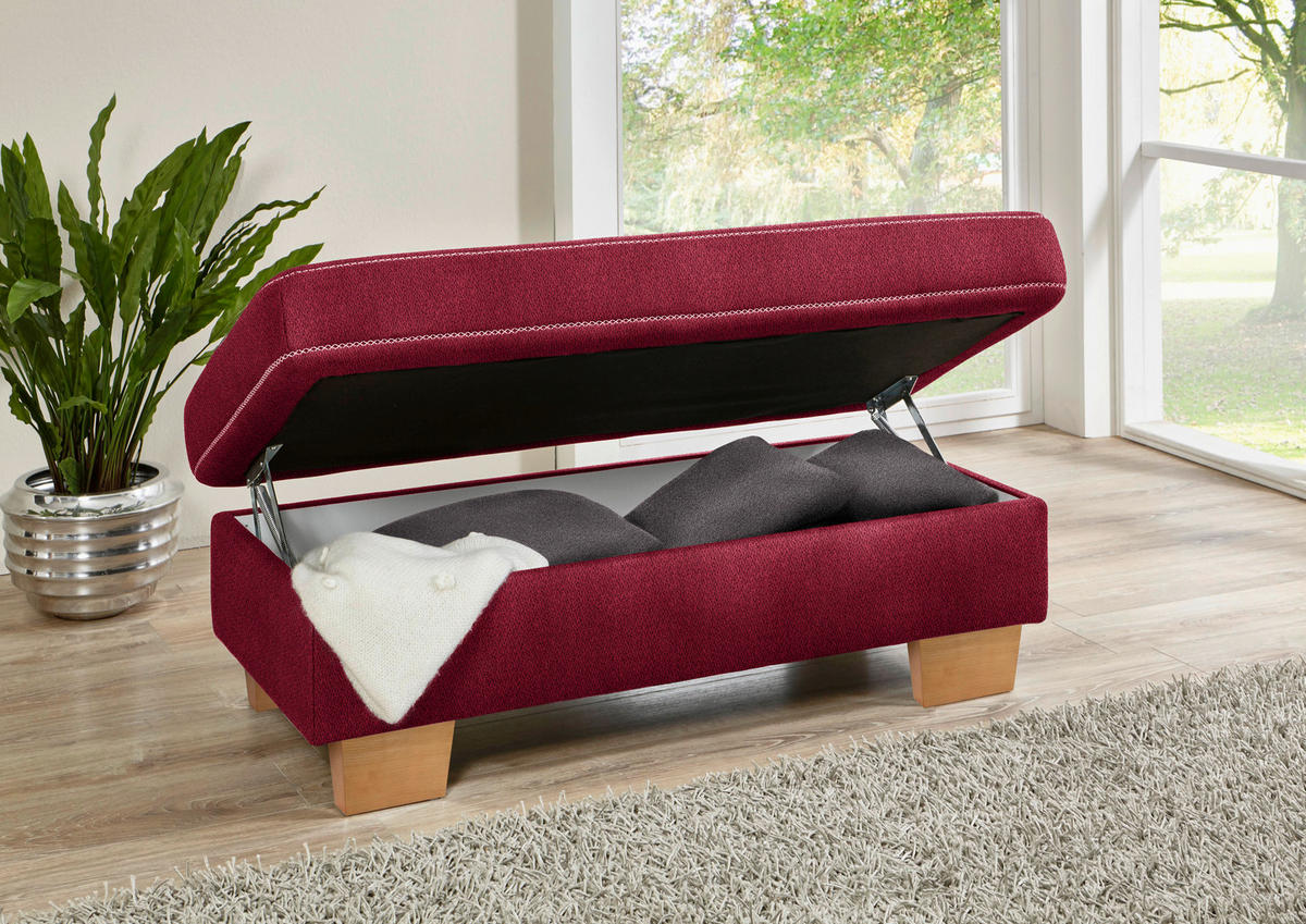 ECKSOFA in Mikrofaser Rot  - Eichefarben/Beige, Natur, Holz/Textil (226/273cm) - Beldomo System
