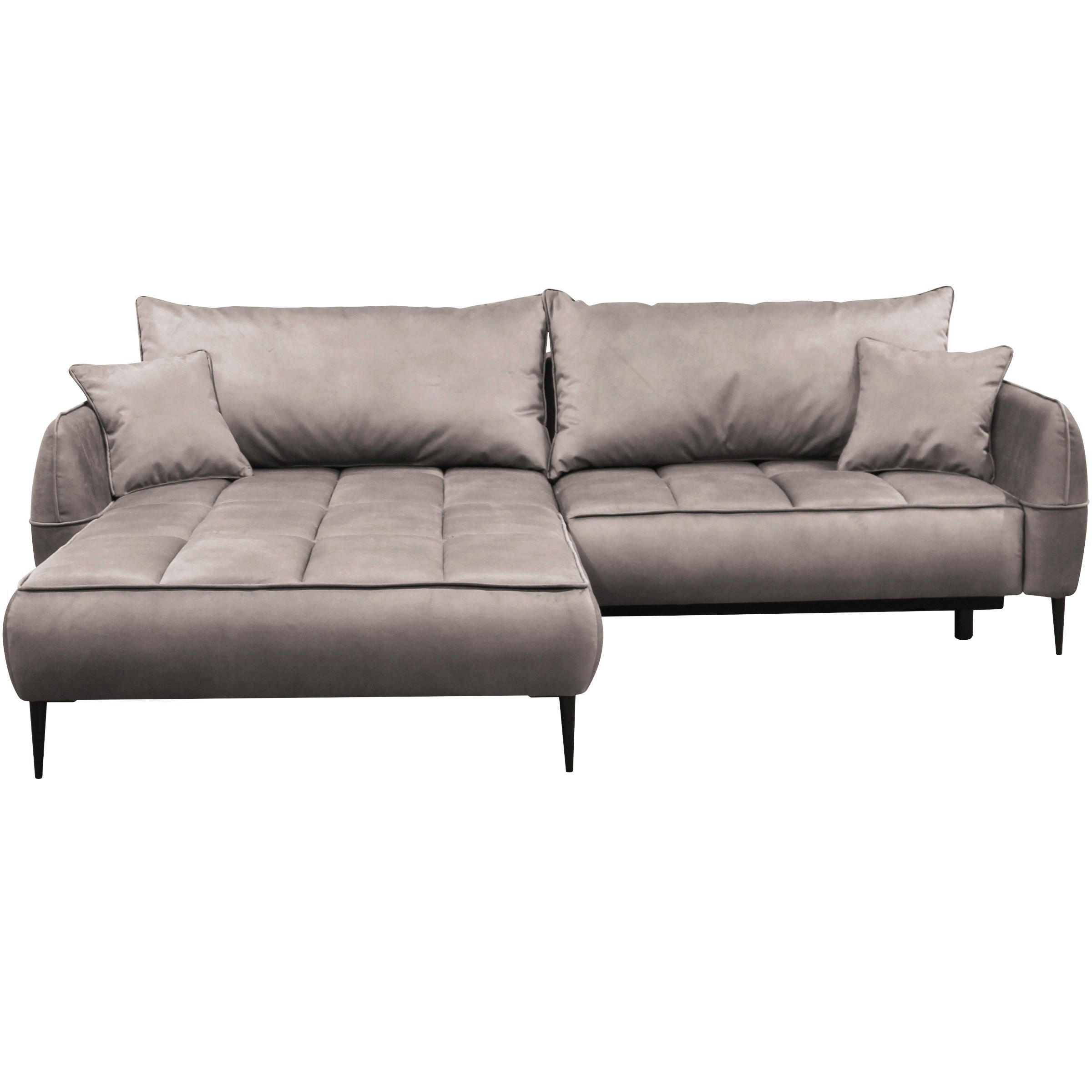 ECKSOFA in Velours Beige  189/260 cm  - Beige/Schwarz, Design, Textil/Metall (189/260cm) - MID.YOU