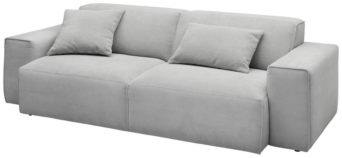 3-SITZER-SOFA in Feincord Hellgrau  - Hellgrau/Schwarz, Design, Kunststoff/Textil (236/71/101cm) - Pure Home Lifestyle