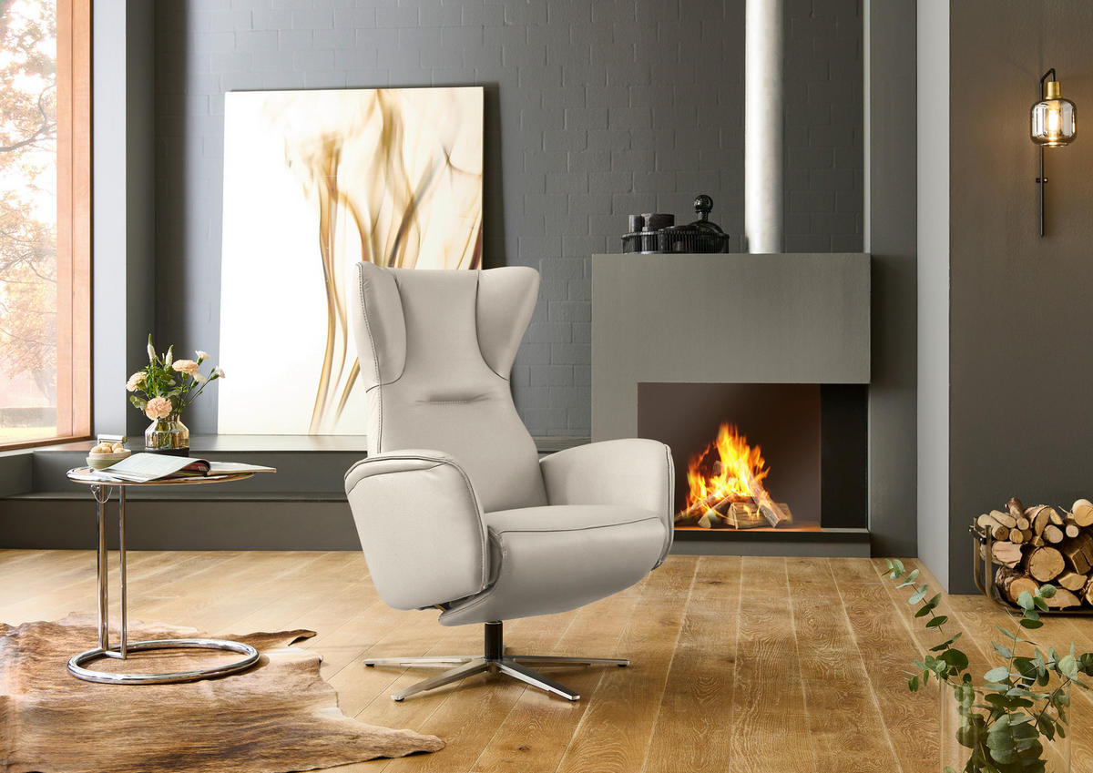 RELAXSESSEL Leder Kaschmir  - Kaschmir/Schwarz, Design, Leder/Metall (75/106/86cm) - Valdera