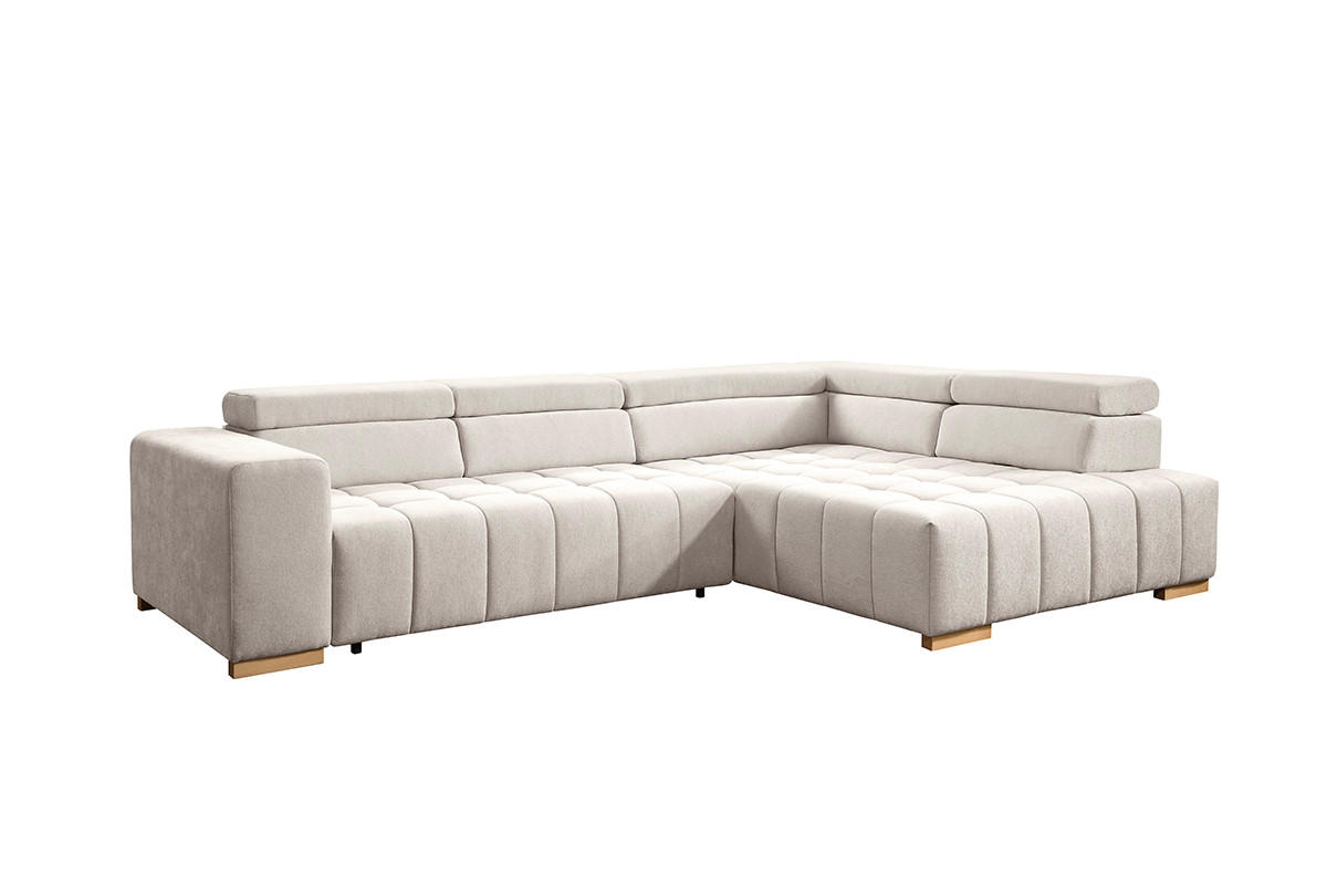 ECKSOFA in Chenille Creme  307/201 cm  - Creme/Naturfarben, Design, Holz/Textil (307/201cm) - Livetastic