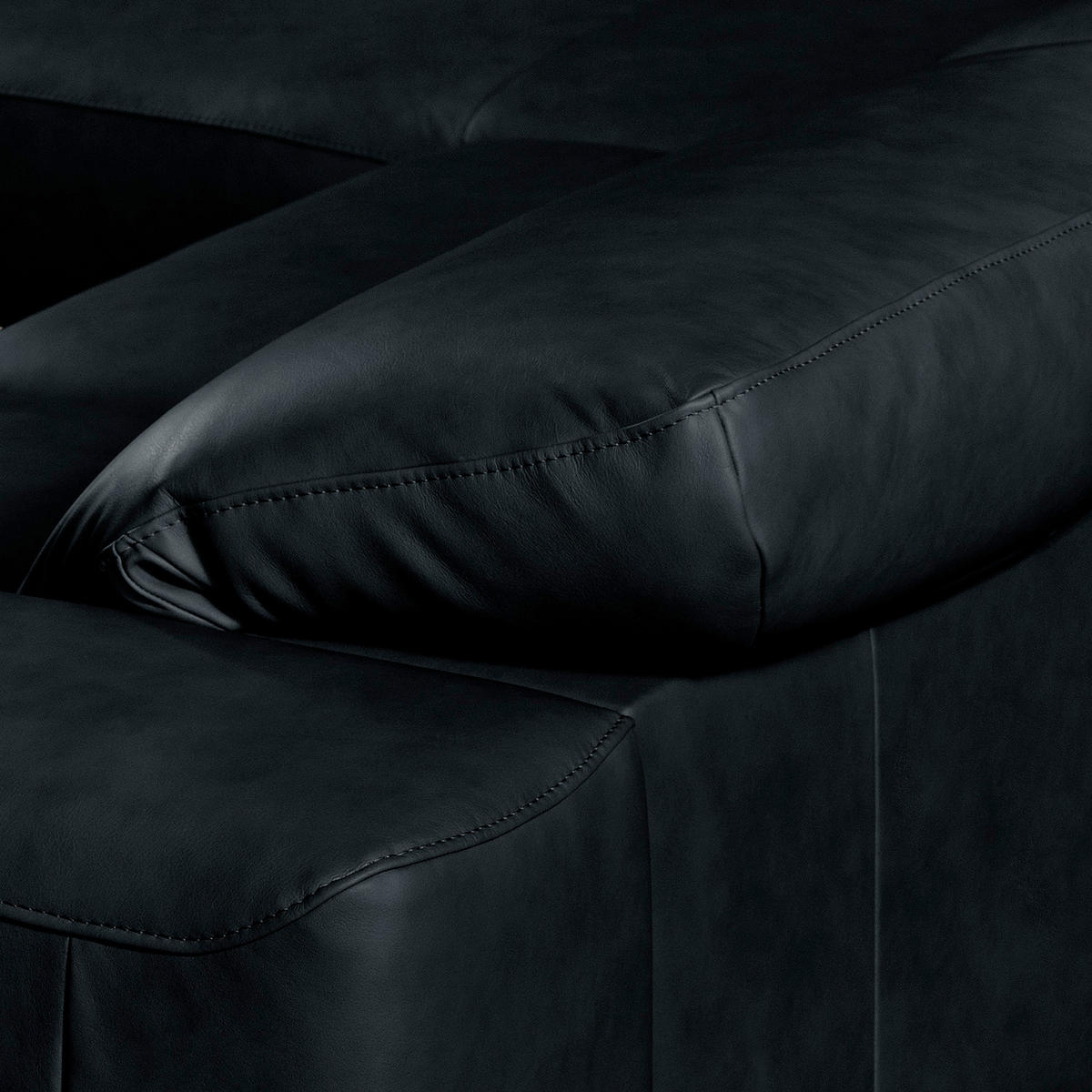 ECKSOFA  in Echtleder Blau  187/295 cm  - Blau/Schwarz, Design, Leder/Metall (187/295cm) - Livetastic