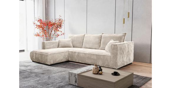 ECKSOFA Creme Cord  - Creme/Schwarz, MODERN, Holz/Textil (208/322cm) - Carryhome