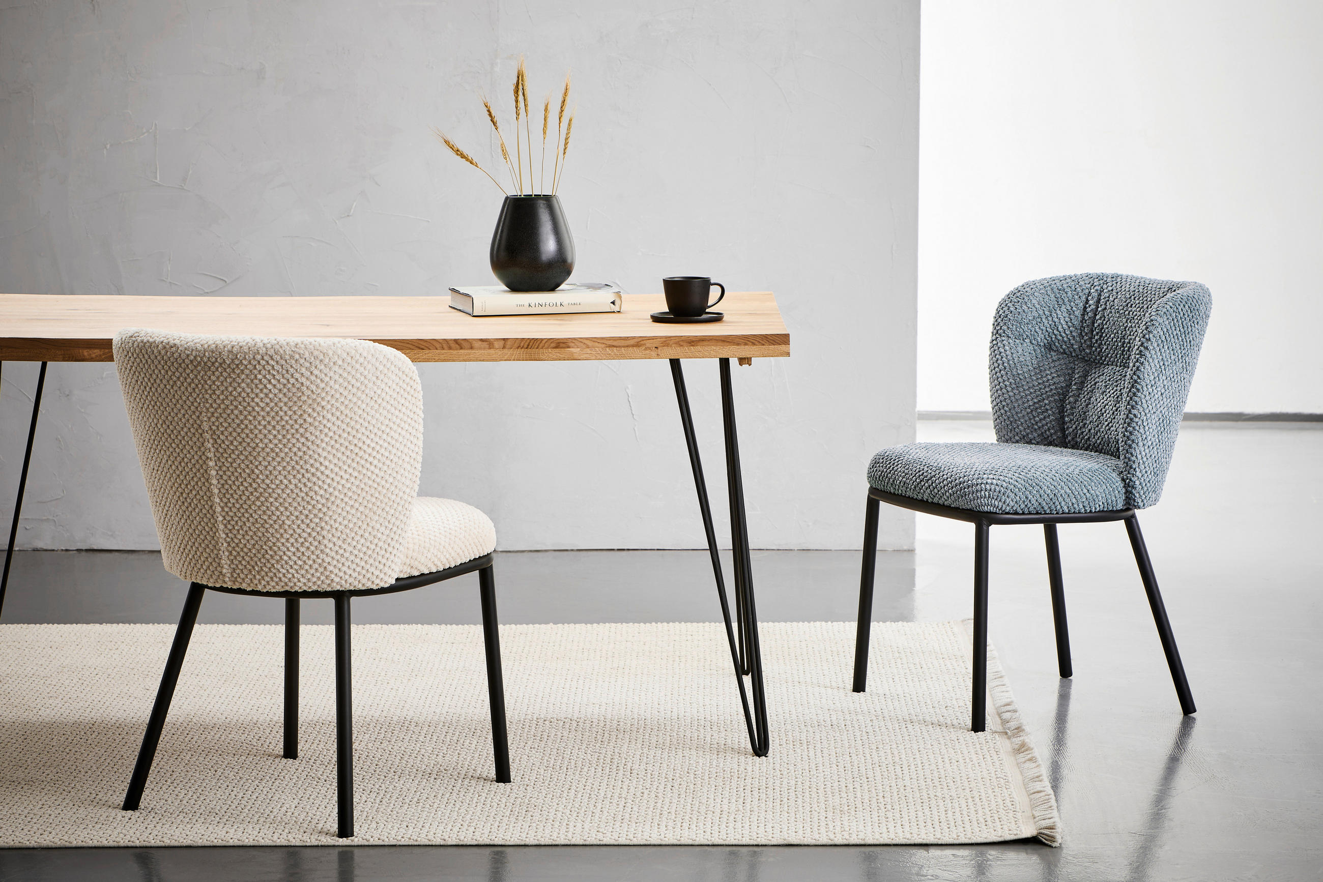 SZÉK fém, textil kék, fekete  - fekete/kék, Design, textil/fém (53,5/80/60,5cm) - Stylife