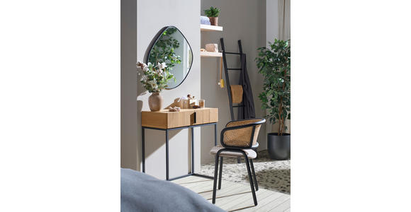 KONSOLENTISCH in Holz, Metall 80/38/80 cm    - Eichefarben/Schwarz, Natur, Holz/Metall (80/38/80cm) - Linea Natura