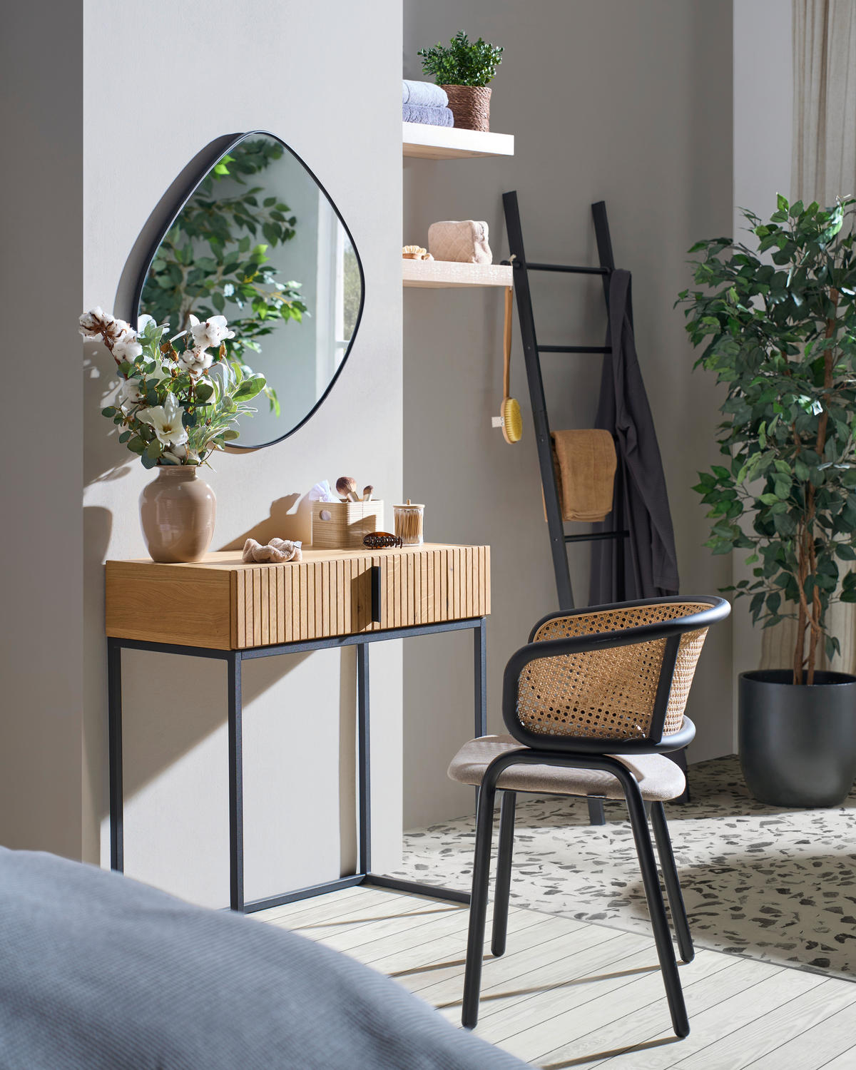 KONSOLBORD i trä, metall 80/38/80 cm    - svart/ekfärgad, Natur, metall/trä (80/38/80cm) - Linea Natura