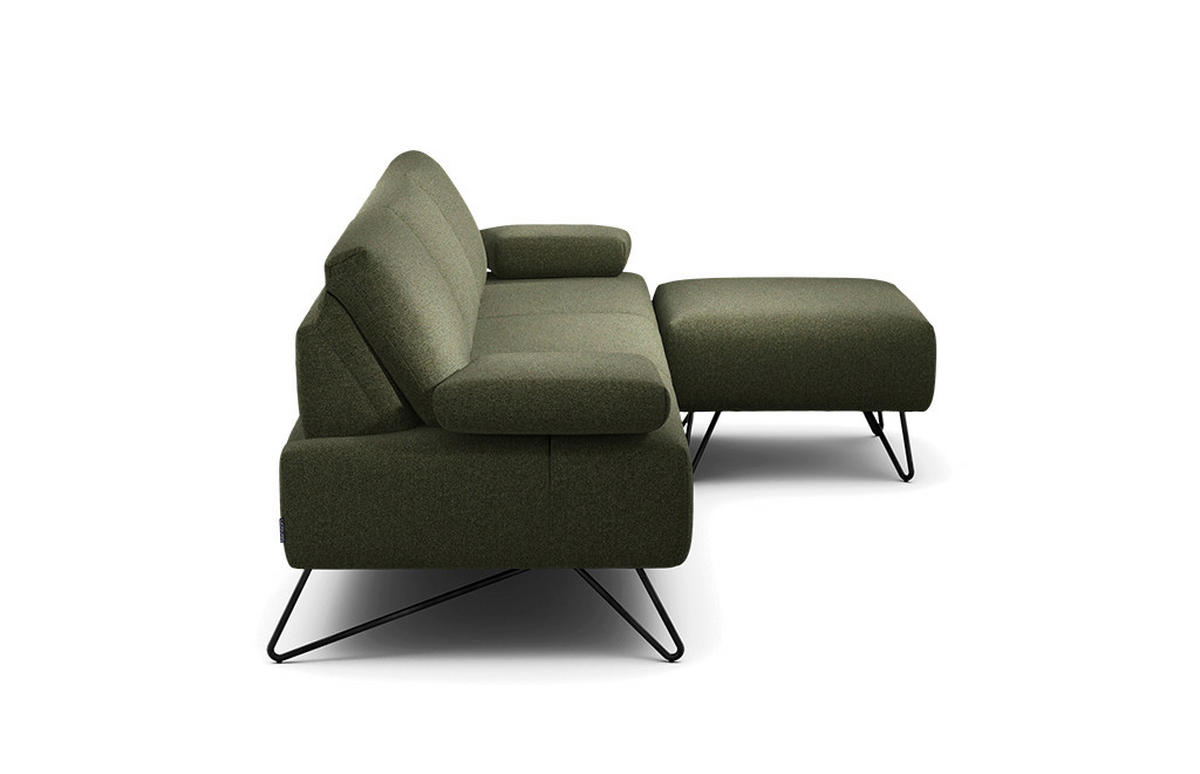 3-SITZER-SOFA in Chenille Waldgrün  - Waldgrün/Schwarz, Design, Textil/Metall (234-264/85/86-94cm) - SENSOO