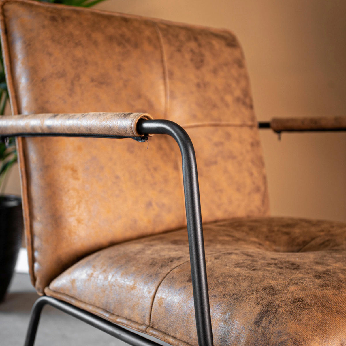 SESSEL Cognac    - Cognac/Schwarz, MODERN, Textil/Metall (65/80/68cm) - MID.YOU