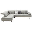 ECKSOFA  in Echtleder Silberfarben  230/290 cm  - Dunkelgrau/Anthrazit, Design, Leder/Metall (230/290cm) - Johann Jakob