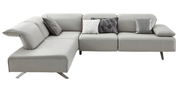 ECKSOFA  in Echtleder Silberfarben  230/290 cm  - Dunkelgrau/Anthrazit, Design, Leder/Metall (230/290cm) - Johann Jakob