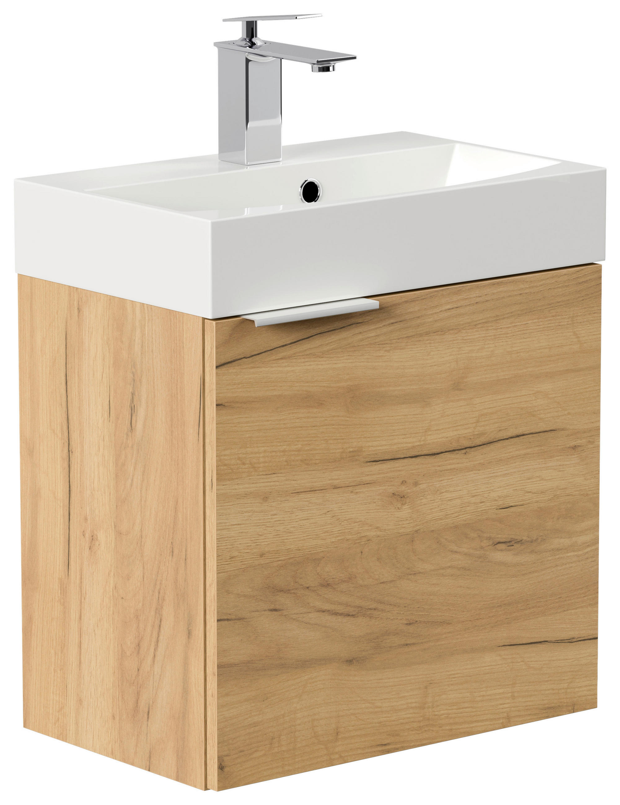 GÄSTEBAD 50 cm  - Eichefarben/Silberfarben, MODERN, Holzwerkstoff/Stein (50cm) - MID.YOU