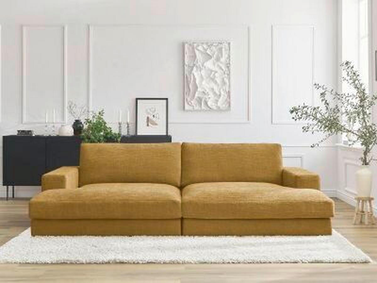 BIGSOFA LEONARD Struktur Gelb  - Gelb/Schwarz, MODERN, Kunststoff/Textil (234/77/159cm)