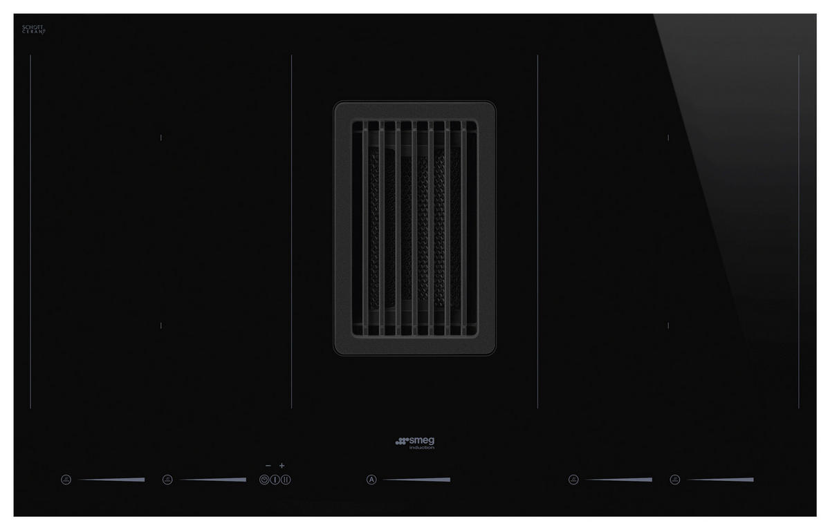 KOCHFELD-DUNSTABZUG-KOMBI HOBD682D1  - Schwarz, MODERN, Glas/Metall (83/21/52cm) - SMEG