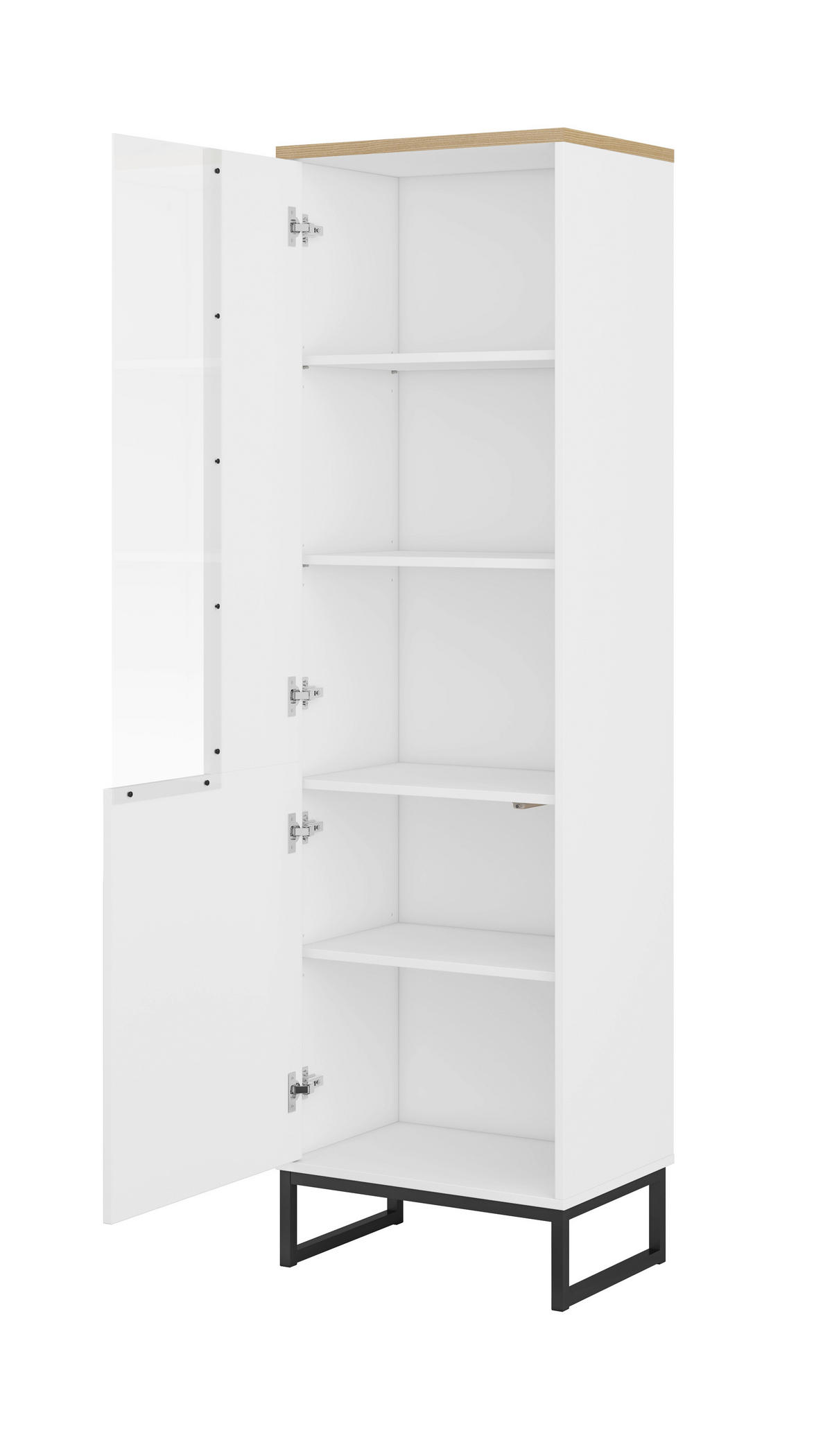 VITRINE Alto in Weiß, Eichefarben  - Eichefarben/Schwarz, Design, Glas/Holzwerkstoff (53,4/180,7/36,5cm) - MID.YOU