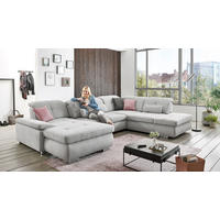 SAROKKANAPÉ fa, faalapú anyag szürke  - króm/szürke, Design, faalapú anyag/fa (195/371/260cm) - Beldomo Style
