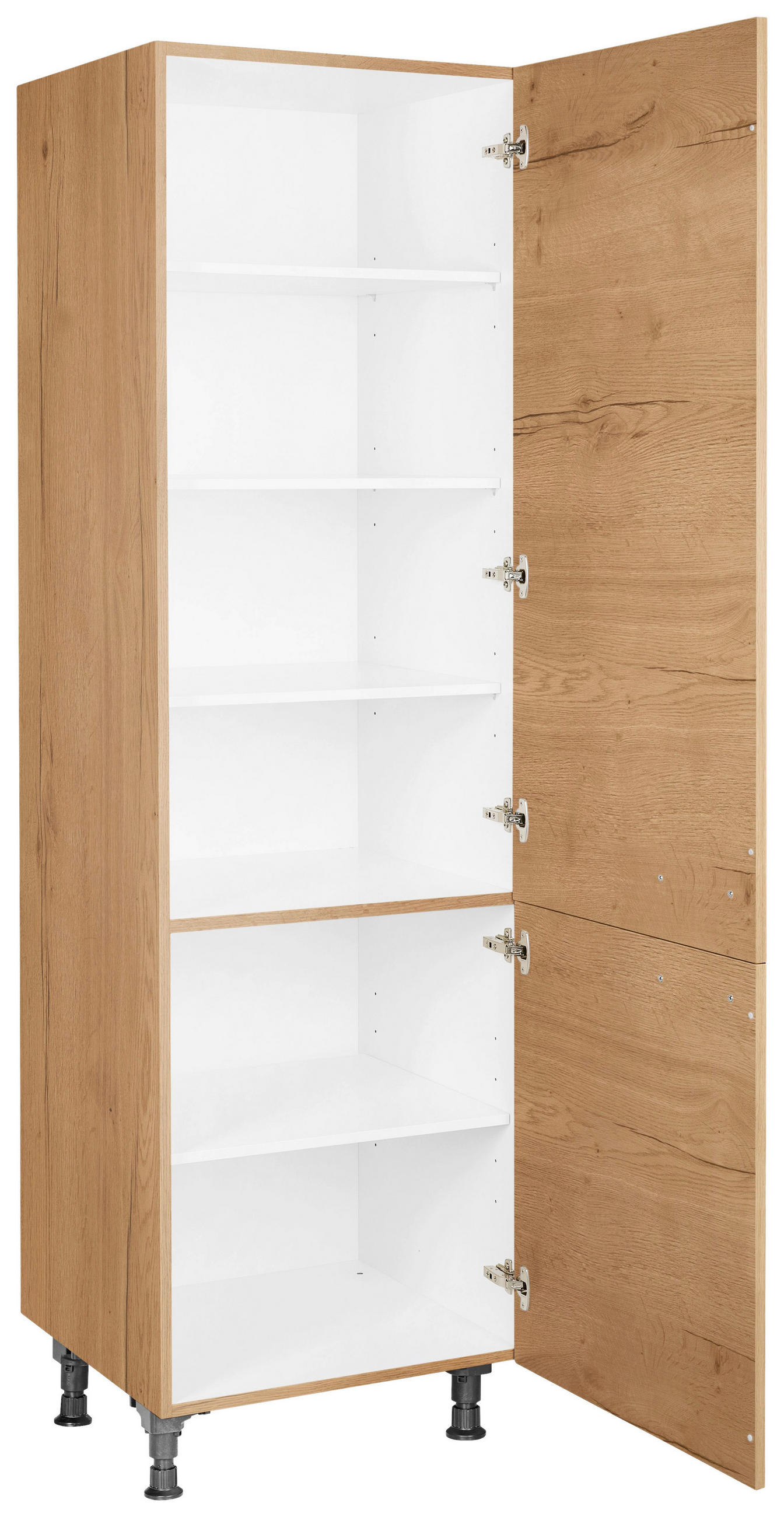 GESCHIRRSCHRANK 60/216,6/58 cm  in Eichefarben  - Eichefarben/Schwarz, MODERN, Holzwerkstoff/Metall (60/216,6/58cm) - Nobilia