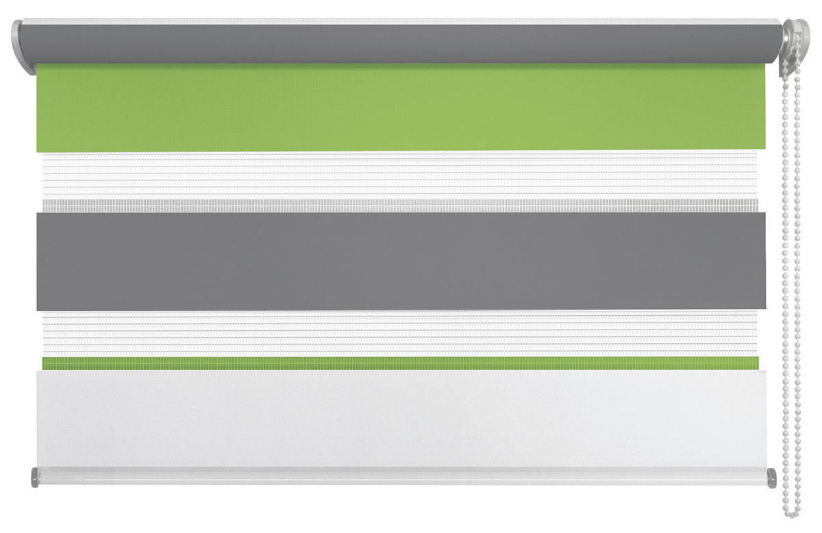 DOPPELROLLO  halbtransparent   140/160 cm   - Weiß/Grau, Basics, Textil (140/160cm)