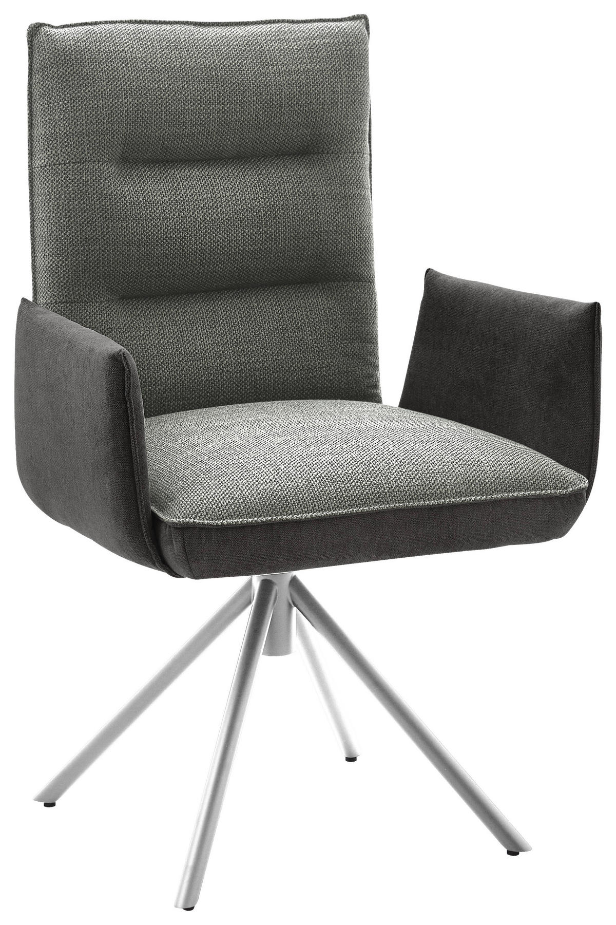 ARMLEHNSTUHL DREHBAR 360°  in Flachgewebe  - Edelstahlfarben/Dunkelgrau, Design, Textil/Metall (59/93/59cm) - Dieter Knoll