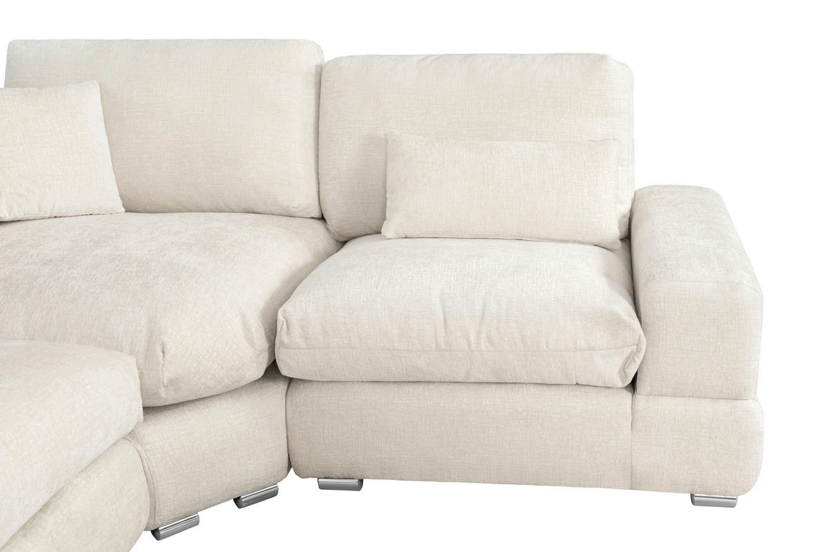 ECKSOFA Eckteil, einmalig seitenverkehrt montierbar  Weiß Webstoff  - Silberfarben/Weiß, MODERN, Textil/Metall (305/230cm) - Livetastic