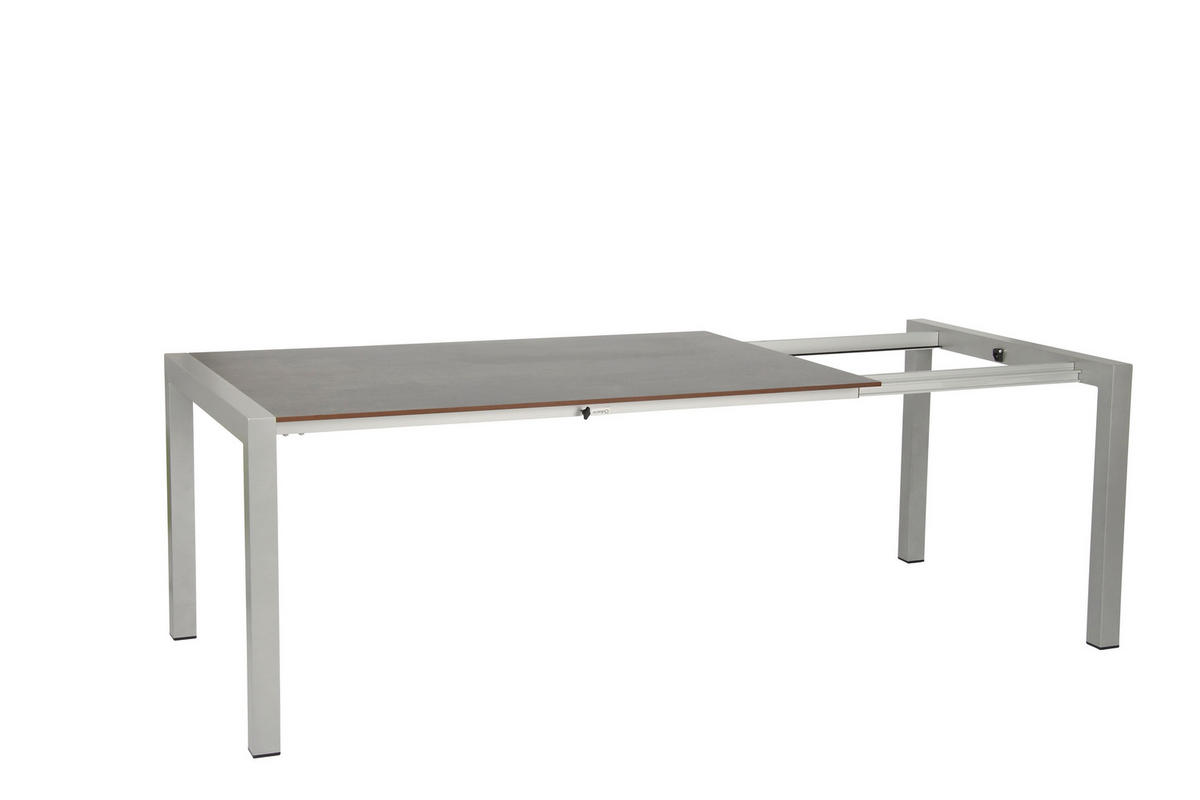 GARTENSET beschichtet Aluminium  - Platinfarben/Anthrazit, Basics, Textil/Metall (160+60/98/74cm) - Acamp