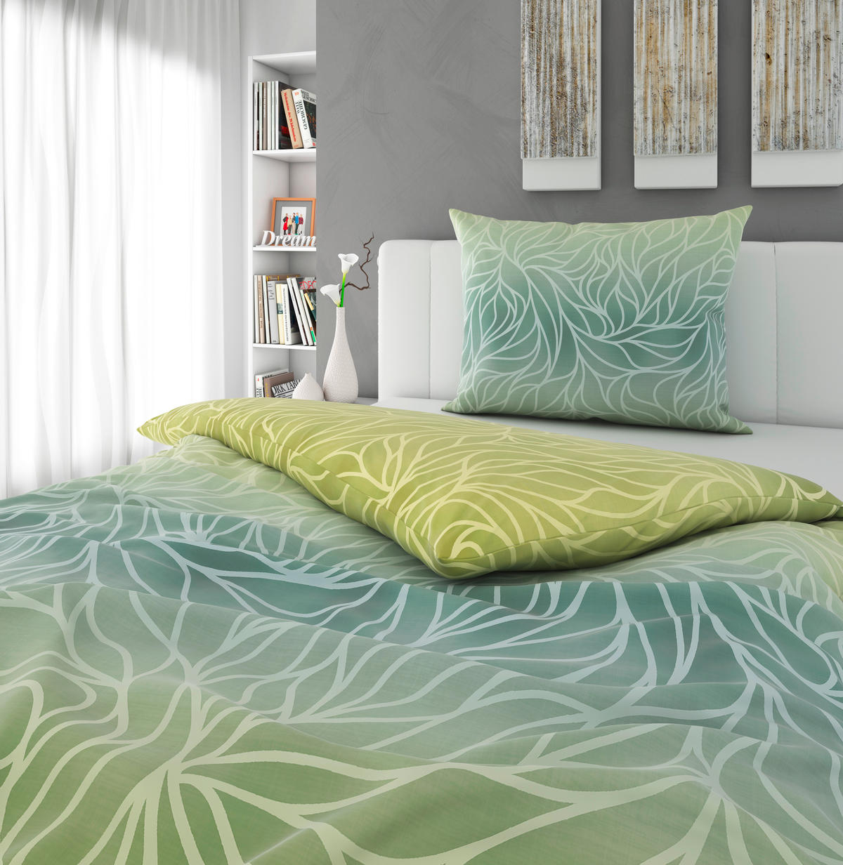 POSTEĽNÁ BIELIZEŇ, satén, zelená, 140/200 cm - zelená, Konventionell, textil (140/200cm) - Esposa