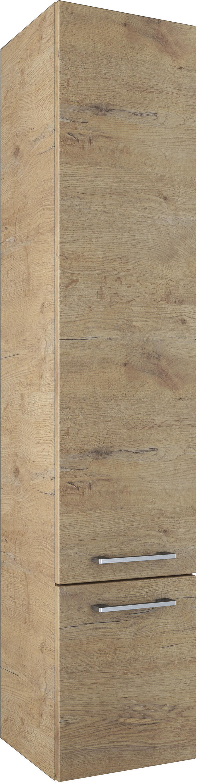 HOCHSCHRANK 35/168/35 cm  - Chromfarben/Wildeiche, Basics, Glas/Holzwerkstoff (35/168/35cm)