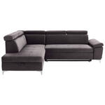 ECKSOFA Grau Samt  - Chromfarben/Grau, KONVENTIONELL, Textil/Metall (206/271cm) - Carryhome