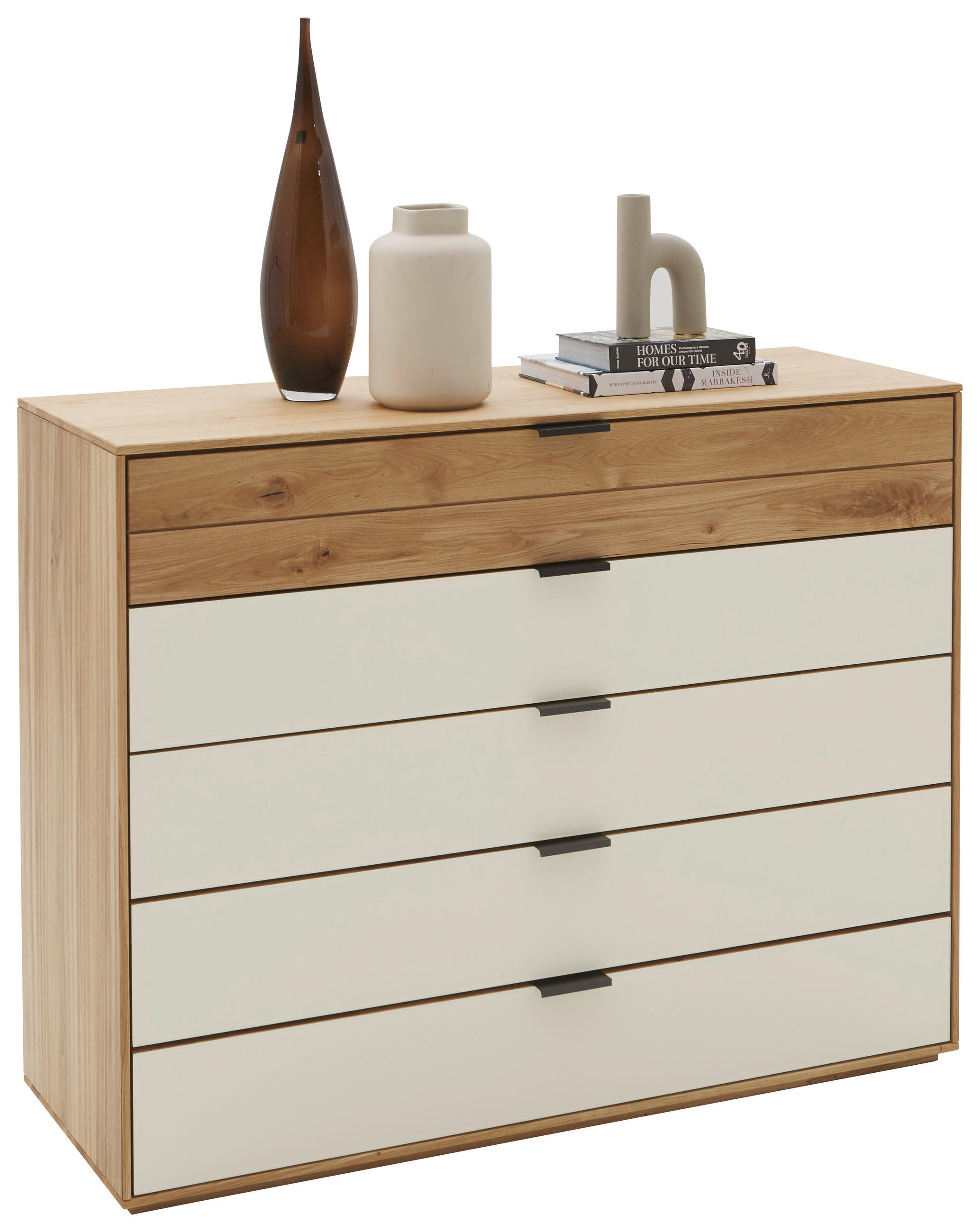 KOMMODE  in 120/94/44 cm  - Kaschmir/Eichefarben, Natur, Glas/Holz (120/94/44cm) - Valnatura