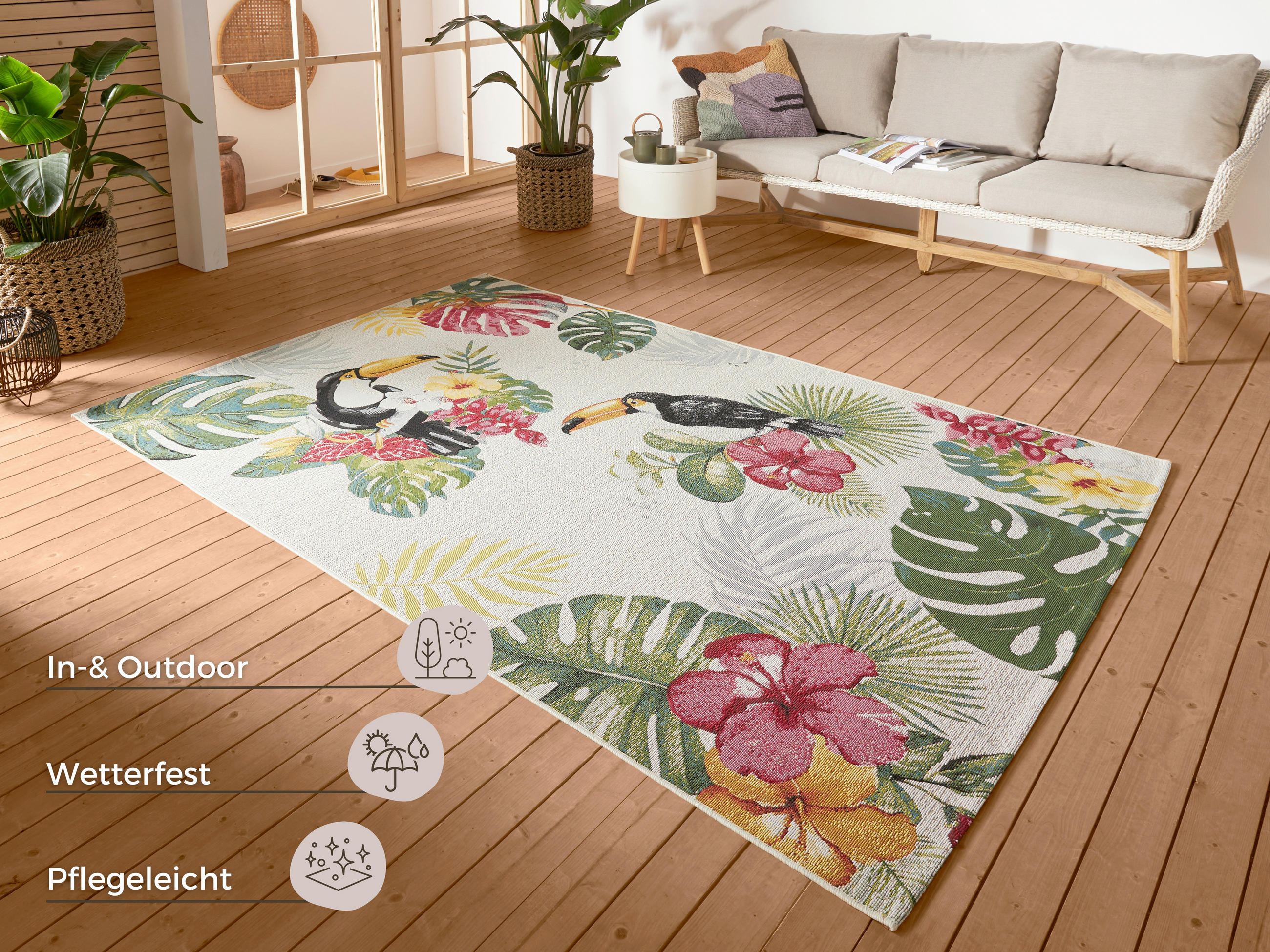 OUTDOORTEPPICH 200/285 cm Flair Creme, Multicolor  - Multicolor/Creme, Design, Kunststoff (200/285cm)