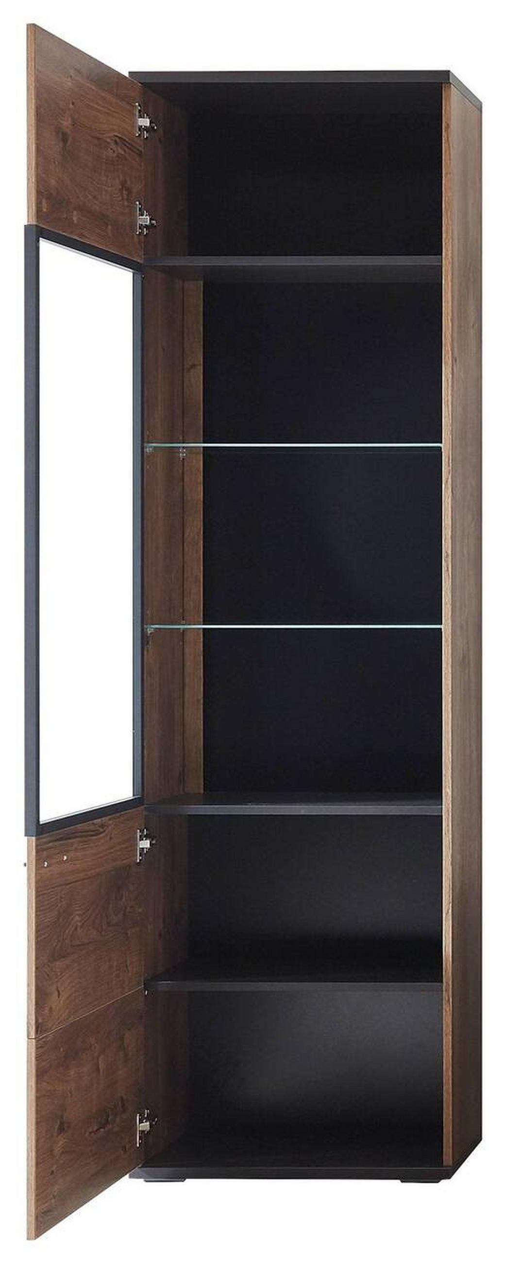 VITRINE in Eichefarben, Dunkelgrau  - Eichefarben/Dunkelgrau, KONVENTIONELL, Glas/Holzwerkstoff (60/206/37cm) - Cantus