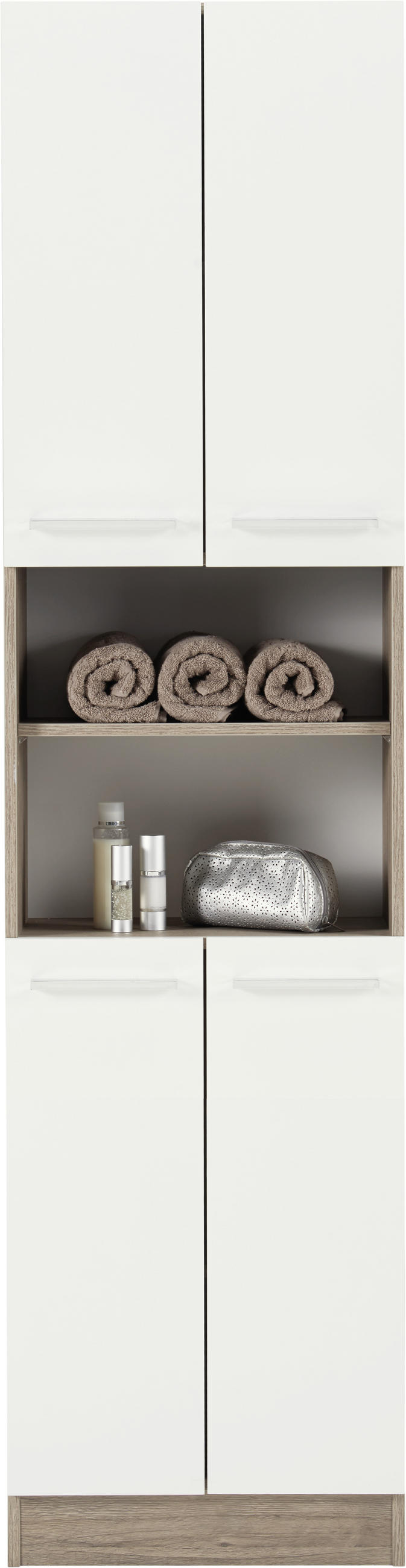 HOCHSCHRANK 50/195,5/33 cm  - Chromfarben/Eichefarben, KONVENTIONELL, Holzwerkstoff/Metall (50/195,5/33cm) - Carryhome