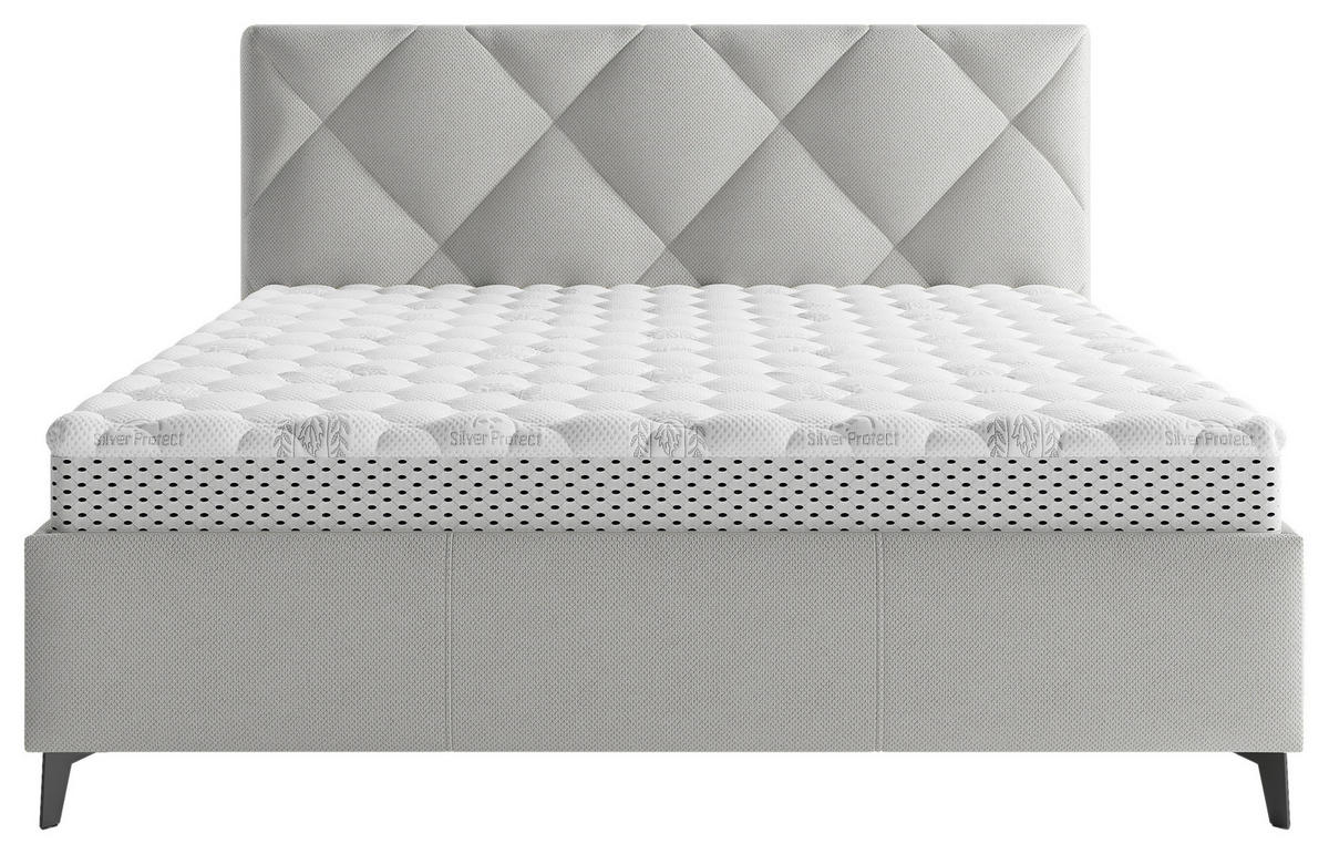 POLSTERBETT Lattenrost, gepolstertes Kopfteil 140/200 cm  in Greige  - Greige/Schwarz, MODERN, Holz/Textil (140/200cm) - Boxxx